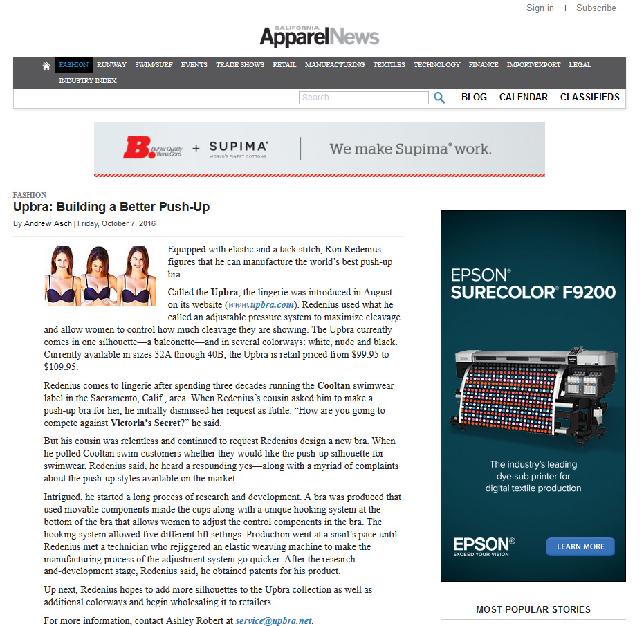CA Apparel News Upbra